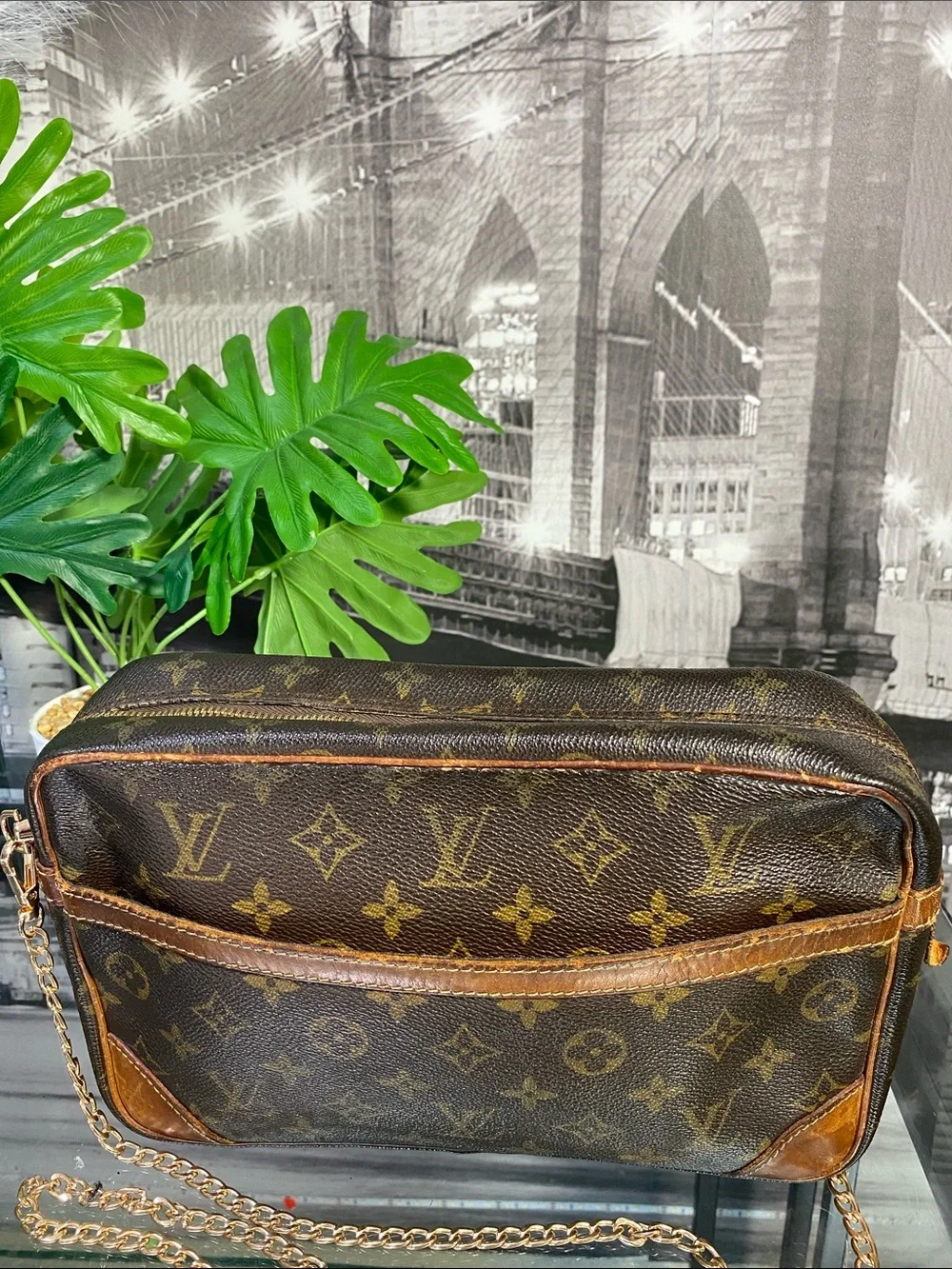 Authentic Louis Vuitton Vintage Monogram Cosmetic Converted Crossbody Bag